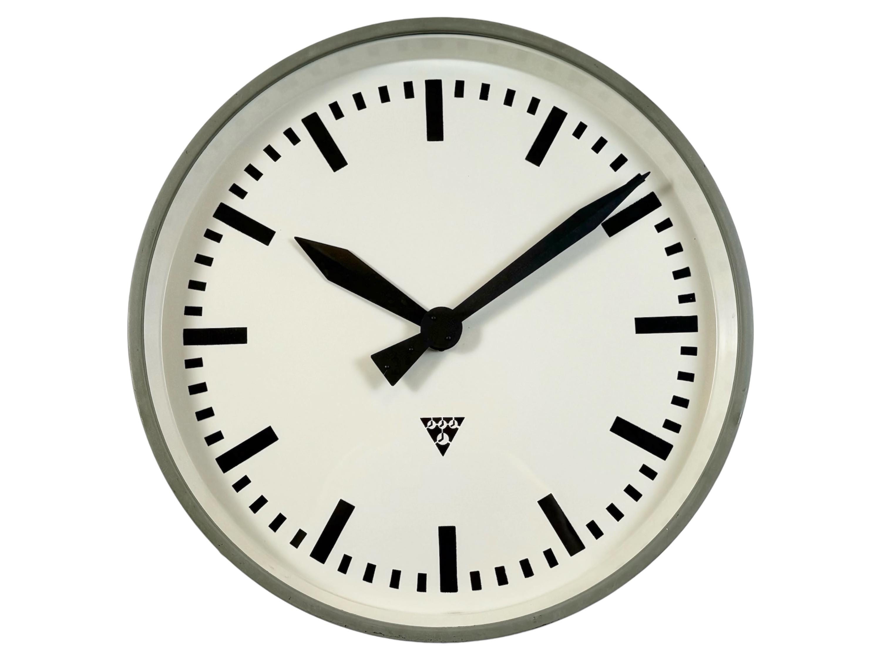 Large Grey Industrial Factory Wall Clock From Pragotron, 1960s - Etsy