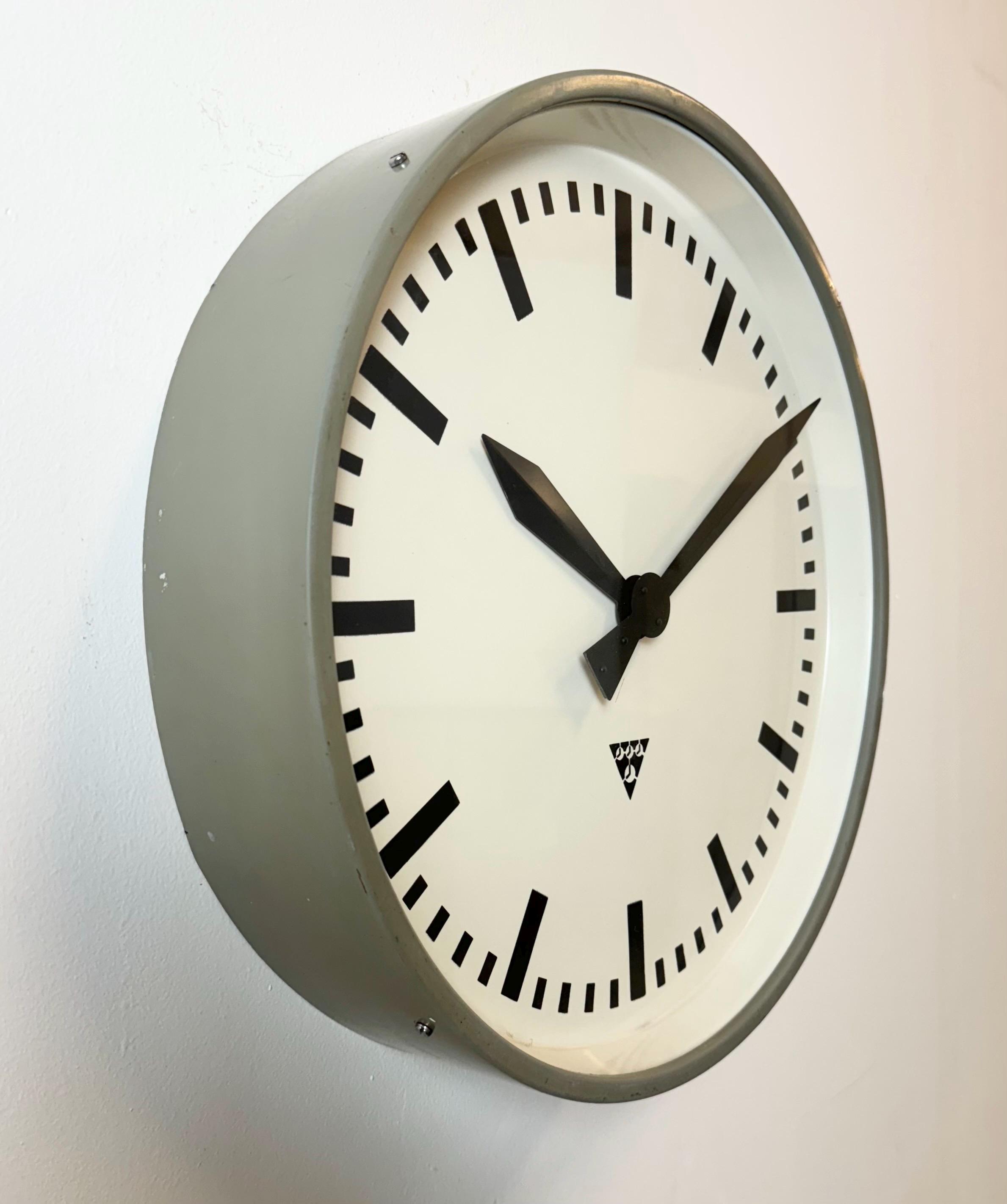 Large Grey Industrial Factory Wall Clock From Pragotron, 1960s - Etsy