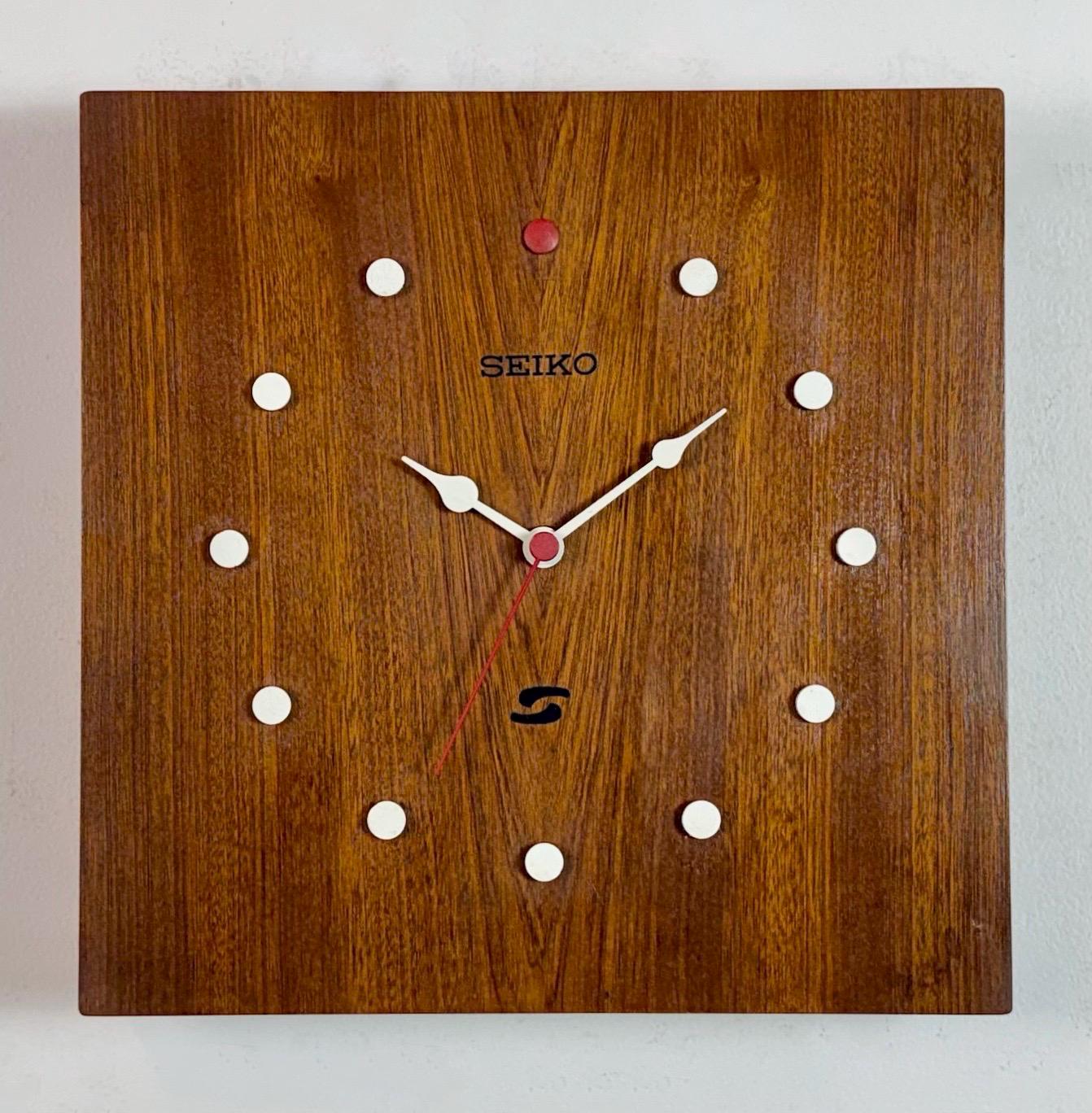 SEIKO Clock ヴィンテージ置時計 ブラウン Vintage Brown Wooden Wall Clock From Seiko, 1980s - Etsy Denmark