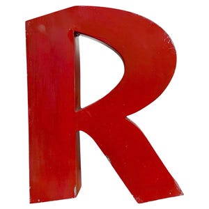 Letra R de fachada de hierro rojo vintage, década de 1970