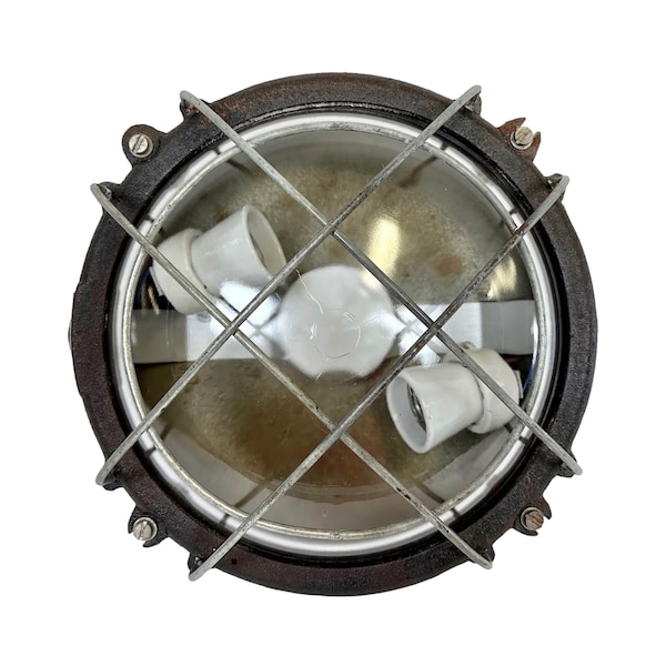 Zwarte industriële gietijzeren wand- of plafondlamp van Elektrosvit, jaren 60