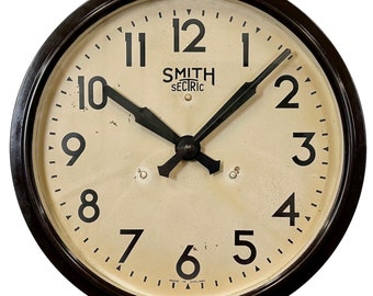 Brown Industrial Bakelite Wall Clock from Smith Sectric, 1950s