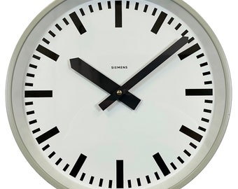 Grey Industrial Factory Wall Clock from Siemens, 1970s