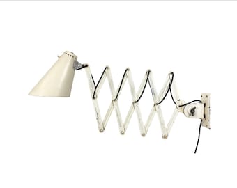 Beige industriële schaarwandlamp uit de jaren 50