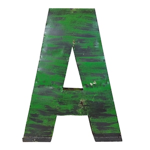 Fachada vintage grande de hierro verde con forma de letra A, años 70