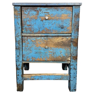 Blue Industrial Wooden Chest of Drawers, 1950s