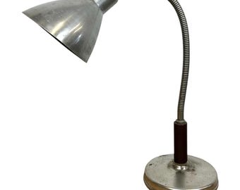 Lámpara de mesa vintage de cuello de cisne, años 50