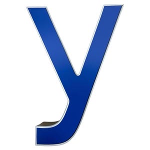 Letra Y azul vintage iluminada, década de 1980