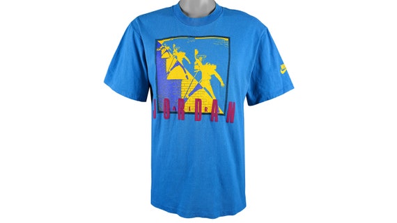 Nike - Blue 'Air Jordan' Big Logo T-Shirt 1990's M