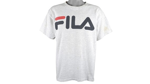FILA - Grey Big Logo T-Shirt 1990's Medium