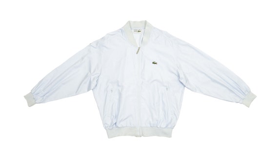 Lacoste - White 'Chemise' Bomber Jacket 1990's Lar