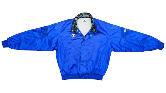 Champion - Royal Blue Bomber Jacket 1990's Large