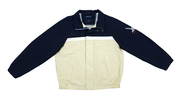 Nautica - Blue & Beige Sailing Jacket 1990's Large