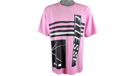 Ellesse - Pink 'Spell-Out' T-Shirt 1990's Large