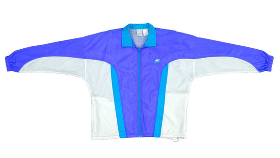 Nike - Blue & White Windbreaker 1990's Large