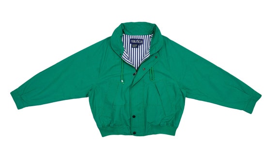 Nautica - Green 'Sailing' Denim Jacket 1990's Larg