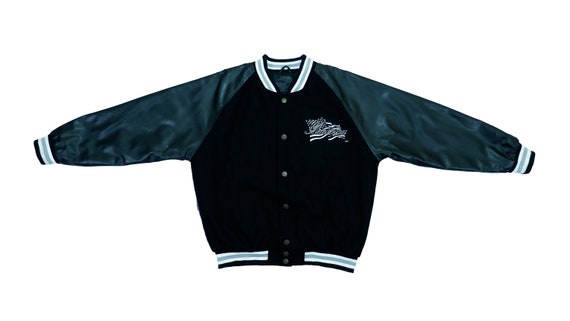 Vintage - Black Leather 'America' Jacket 1990's La