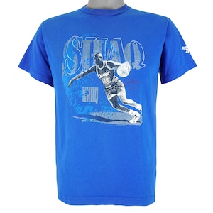 Reebok - Blue Shaq with Autograph Spell-Out T-Shirt 1990s Medium