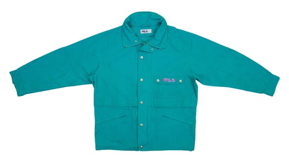 FILA - Green Denim Jacket 1990's X-Large