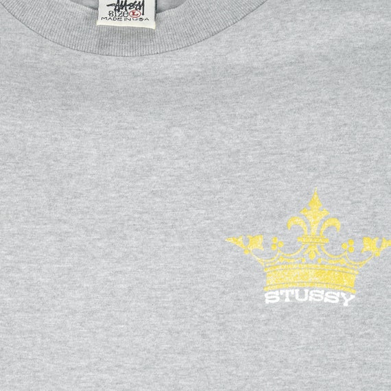 Stussy - Grey Crown T-Shirt 1990s Large - image 4