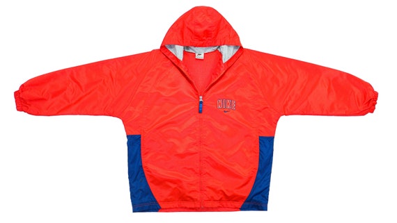 Nike - Red Hooded Windbreaker 1990's Large