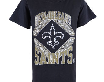 NFL (Tultex) - Maglietta con scritta "Spell-Out" dei New Orleans Saints, anni '90, taglia media