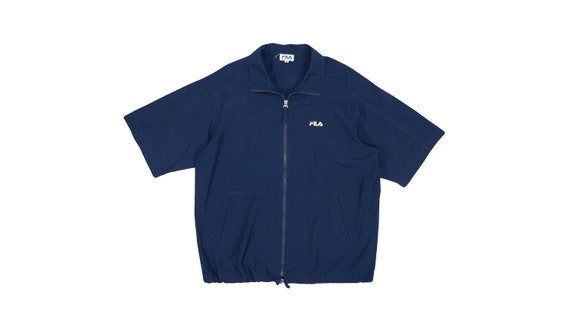 FILA - Blue Zip-Up T-Shirt 1990's Large