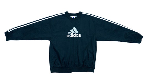 Adidas - Black Big Logo Pullover Windbreaker 1990'