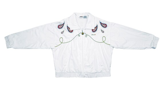 Ellesse - White 'Royal' Bomber Jacket 1990's Large