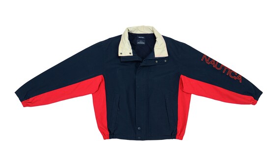 Nautica - Black with Red Spell-Out Jacket 1990's L