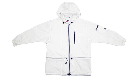 Nike - White Hooded Windbreaker 1990's Large