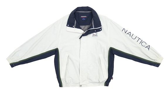 Nautica - White Spell-Out Jacket 1990's Large