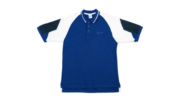 Nike - Blue Collared 1/4 Button Up T-Shirt 1990's