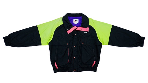 Nike - Black& Green Colorblock Bomber 1990's Large