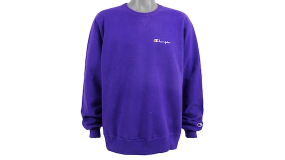 Champion - Blue Crew Neck Sweatshirt 1990's X-Larg
