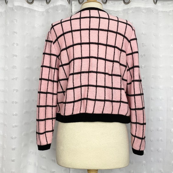 Vintage 80s pink & black crop sweater M - image 6