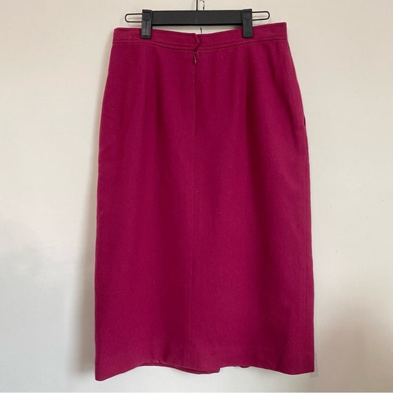 Vintage 80s 90s dark raspberry wool pencil skirt - image 8