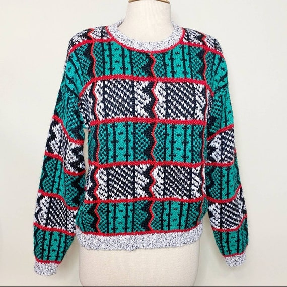 elmarnel Vintage 80s 90s Geometric Pattern Sweater M