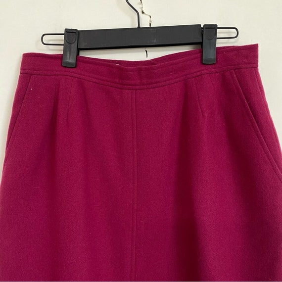 Vintage 80s 90s dark raspberry wool pencil skirt - image 2