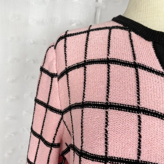 Vintage 80s pink & black crop sweater M - image 2