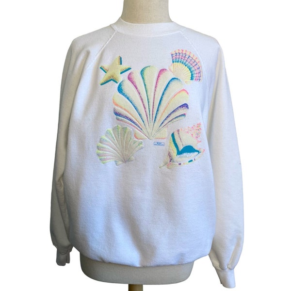 Vintage 80s bright seashell graphic sweatshirt XL