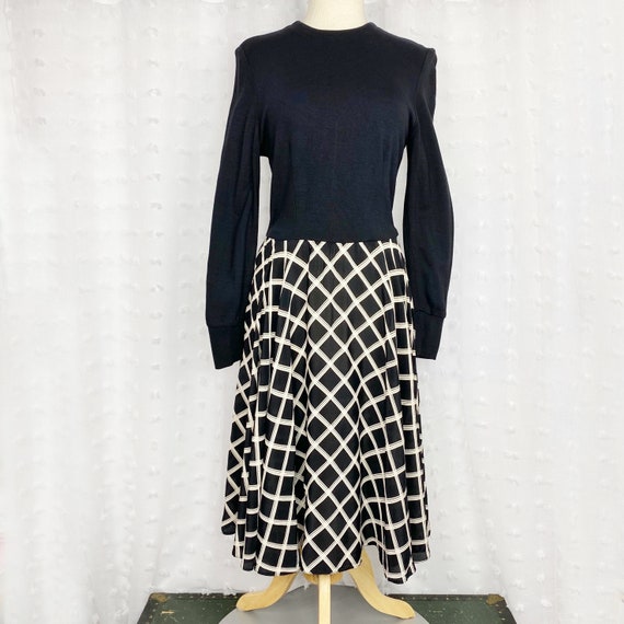 Vintage 60s 70s Chetta B black & white dress 8