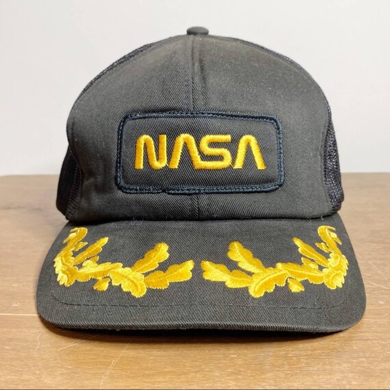 Vintage 80s 90s NASA Snapback Cap Black 