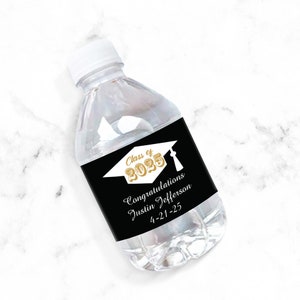 Set of 12 Personalized Water Bottle Class of 2025 Labels, Personalized Graduation Party Water Bottle Labels 821