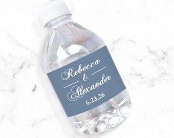 Set of 12 Personalized Water Bottle Labels Ampersand Couples Names, Personalized Wedding Water Bottle Labels 822