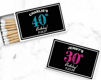 Set of 50 Personalized Matchbox with Labels Birthday Number Age, Birthday Party Favor Matches, Matchbox Favors 811