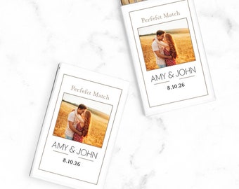 Set of 50 Personalized Matchbox with Modern Photo Labels, Personalized Wedding Party Matchbox Favors 800