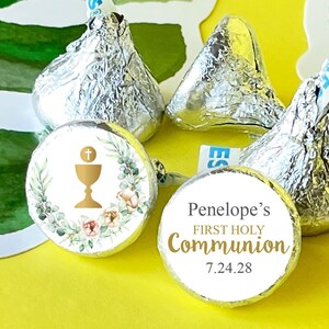 Set of 50   Personalized Hershey's Kisses - First Communion, First Communion Favors, Completely Assembled Hershey's Kisses 823