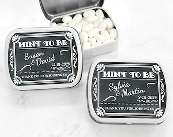Mint To Be Personalized White Mint Tin Containers Labels, Wedding Party Favor Tins DIY JM31381, Set of 8