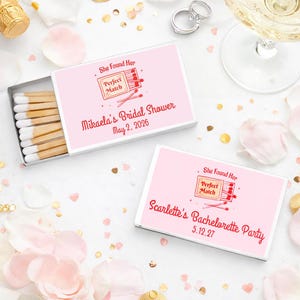 She Found Her Match Perfect Match Personalized Matchbox with Labels, Personalized Bachelorette Party Matches Favors Set of 50